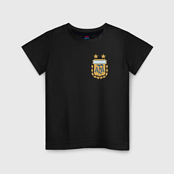 Футболка хлопковая детская Сборная Аргентины логотип, цвет: черный