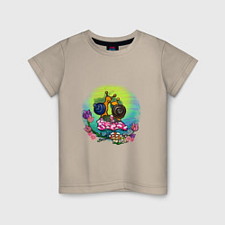 Детская футболка Улитки на грибе любуются закатом