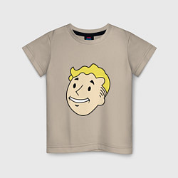 Футболка хлопковая детская Vault boy head, цвет: миндальный