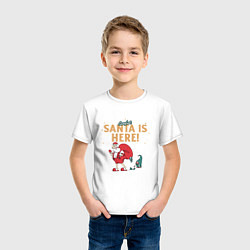 Футболка хлопковая детская Careful Santa is here, цвет: белый — фото 2