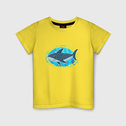 Футболка хлопковая детская Мультяшная акула под водой, цвет: желтый