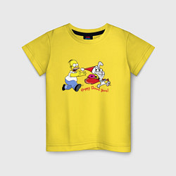 Детская футболка Гомер Симпсон гонится за кроликом