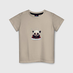 Футболка хлопковая детская Понурый панда, цвет: миндальный