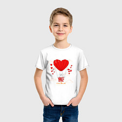 Футболка хлопковая детская Love is in the air hearts, цвет: белый — фото 2