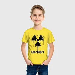 Футболка хлопковая детская Danger radiation symbol, цвет: желтый — фото 2