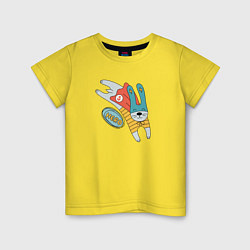 Футболка хлопковая детская Кролик в костюме супер-героя, цвет: желтый