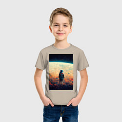 Футболка хлопковая детская I want to be an astronaut, цвет: миндальный — фото 2