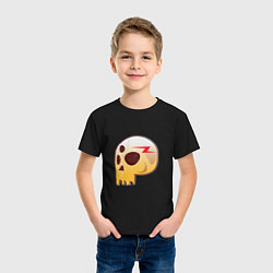 Футболка хлопковая детская Трёглазый череп с молнией, цвет: черный — фото 2