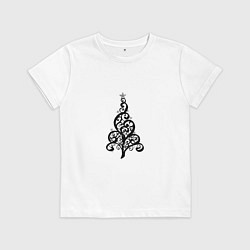 Футболка хлопковая детская Елка вензеля, цвет: белый