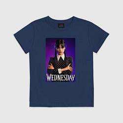 Футболка хлопковая детская Wednesday, цвет: тёмно-синий