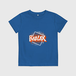 Футболка хлопковая детская Роблокс граффити, цвет: синий