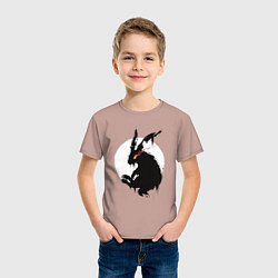 Футболка хлопковая детская Черный кролик 2023, цвет: пыльно-розовый — фото 2