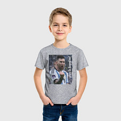 Футболка хлопковая детская Viva la Argentina - Lionel Messi - world champion, цвет: меланж — фото 2