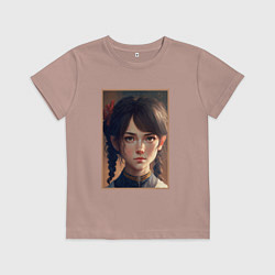 Футболка хлопковая детская Сияющие черты лица девочки, цвет: пыльно-розовый