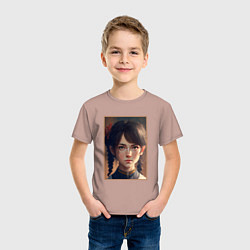 Футболка хлопковая детская Сияющие черты лица девочки, цвет: пыльно-розовый — фото 2