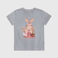 Футболка хлопковая детская Мама зайка с зайчатами, цвет: меланж