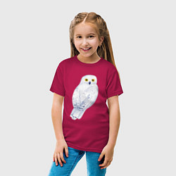 Футболка хлопковая детская Белая полярная сова, цвет: маджента — фото 2