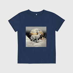 Футболка хлопковая детская Заяц символ 2023 Нового года кролик, цвет: тёмно-синий