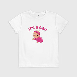 Футболка хлопковая детская Это девочка!, цвет: белый