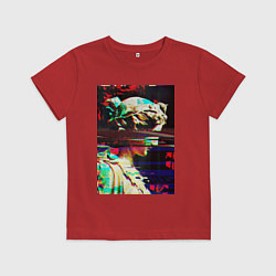 Футболка хлопковая детская Glitch pixel art, цвет: красный