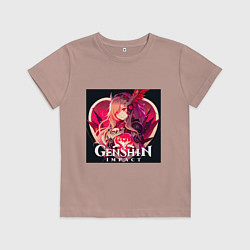 Футболка хлопковая детская Геншин Импакт, любимым, цвет: пыльно-розовый