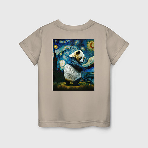 Детская футболка Панда Ван Гога / Миндальный – фото 2