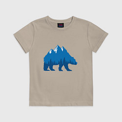 Футболка хлопковая детская Bear mountains, цвет: миндальный