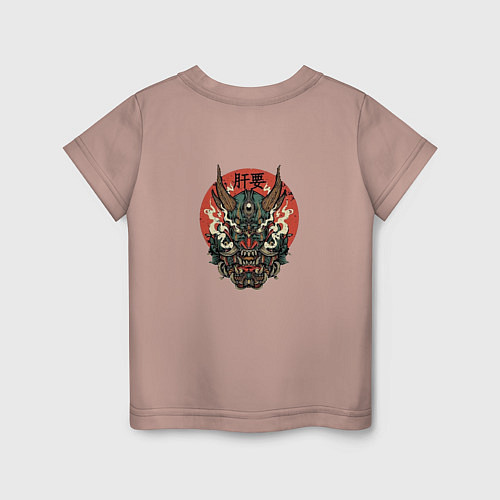 Детская футболка Демон маски Они / Пыльно-розовый – фото 2