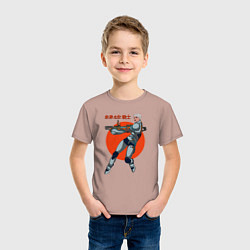 Футболка хлопковая детская Кибер-женщина, цвет: пыльно-розовый — фото 2