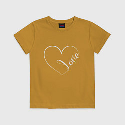 Футболка хлопковая детская Любовь в моём сердце, цвет: горчичный