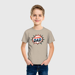 Футболка хлопковая детская Super dad, цвет: миндальный — фото 2
