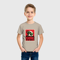 Футболка хлопковая детская Cat creeper, цвет: миндальный — фото 2