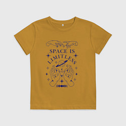 Футболка хлопковая детская Space is limitless, цвет: горчичный