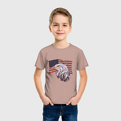 Футболка хлопковая детская American eagle, цвет: пыльно-розовый — фото 2