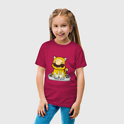 Футболка хлопковая детская Mario super kitty, цвет: маджента — фото 2