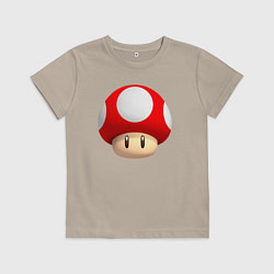 Футболка хлопковая детская Супергриб, цвет: миндальный