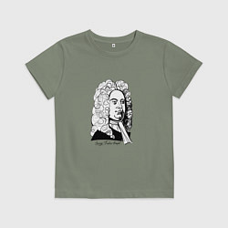 Футболка хлопковая детская Георг Фридрих Гендель, цвет: авокадо