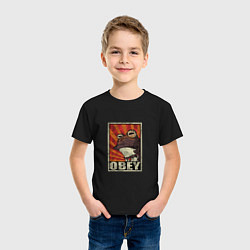 Футболка хлопковая детская Obey frog, цвет: черный — фото 2