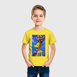Футболка хлопковая детская Барт Симпсон и коты - нейросеть - art, цвет: желтый — фото 2