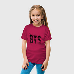 Футболка хлопковая детская BTS logo, цвет: маджента — фото 2