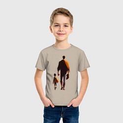 Футболка хлопковая детская Отец и его сын, цвет: миндальный — фото 2