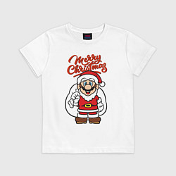 Футболка хлопковая детская Christmas Mario, цвет: белый