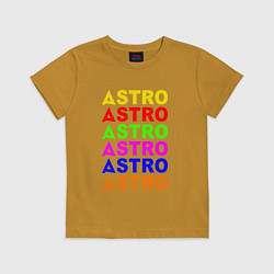 Футболка хлопковая детская Astro color logo, цвет: горчичный