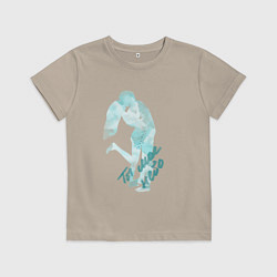 Футболка хлопковая детская Мое небо, цвет: миндальный