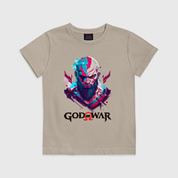 Футболка хлопковая детская God of War, Kratos, цвет: миндальный