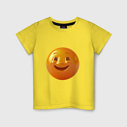 Футболка хлопковая детская Смайлик-улыбка, цвет: желтый