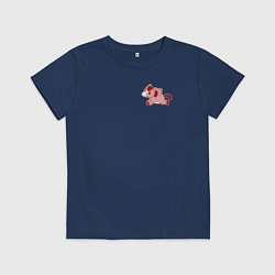 Футболка хлопковая детская Мультяшный розовый пегас, цвет: тёмно-синий