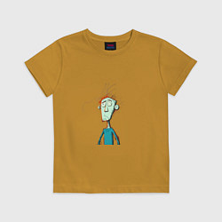 Футболка хлопковая детская Задумчивый человечек, цвет: горчичный