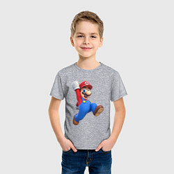Футболка хлопковая детская Марио прыгает, цвет: меланж — фото 2