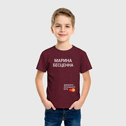 Футболка хлопковая детская Марина бесценна, цвет: меланж-бордовый — фото 2